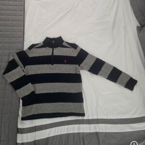 Polo Ralph Lauren Navy and gray striped zipper sweater